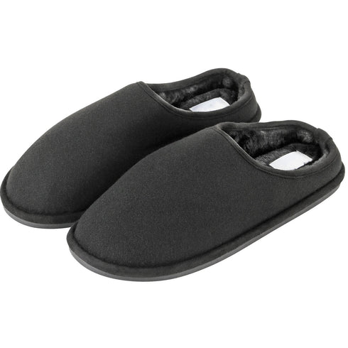 Mens Slip On Fleece Faux Fur Mule Slipper - Grey